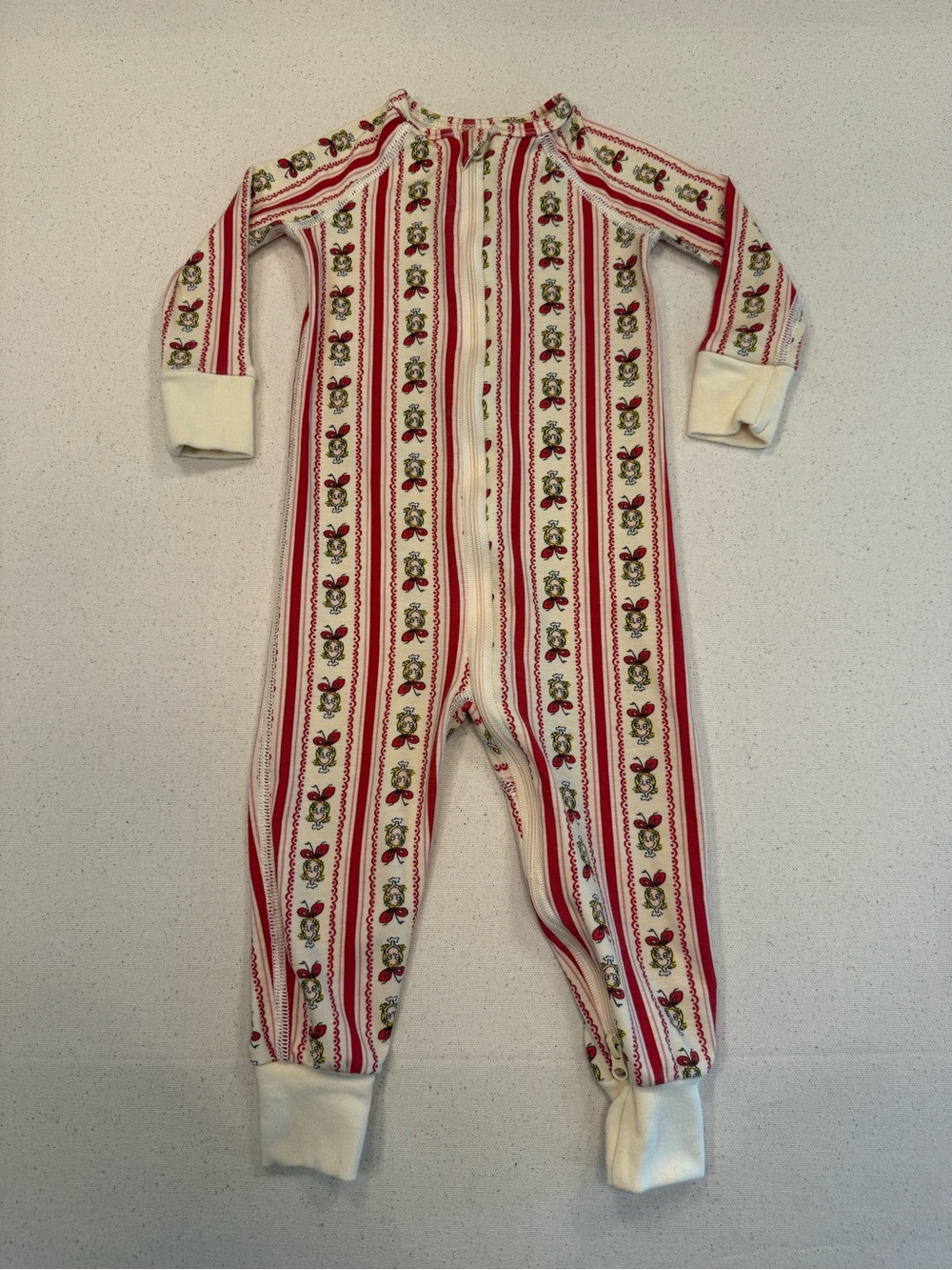 Hanna Andersson The Grinch Cindy Lou Who Stripe Pajama Sleeper 12-18M 75cm